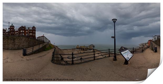 360 panorama of Cromer seafront and pier on the North Norfolk Coast Print by Chris Yaxley