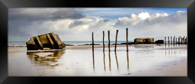 WWII Bunkers on Beach, Wissant Framed Print by Arterra 