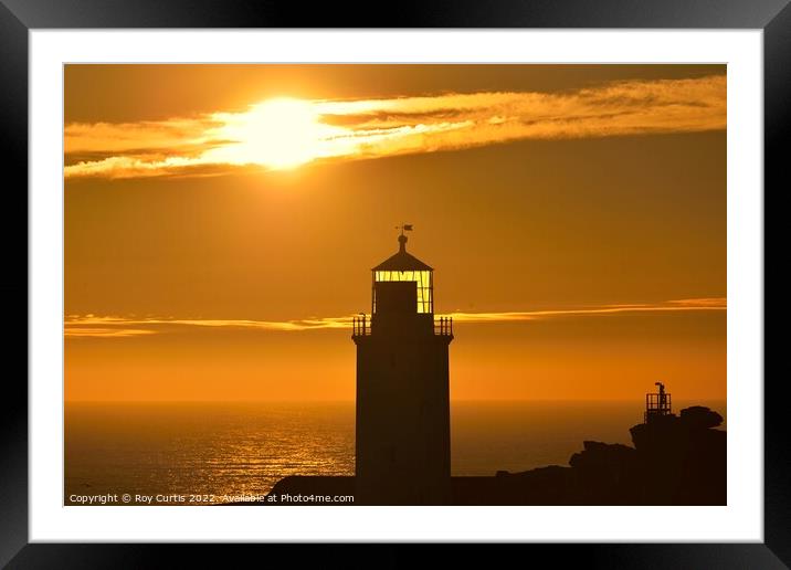 Godrevy Lighthouse Sunset. Framed Mounted Print by Roy Curtis
