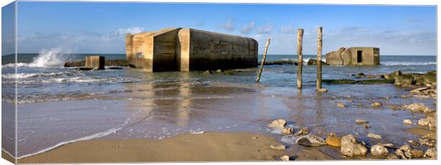 World War Two Bunkers on Beach Canvas Print by Arterra 