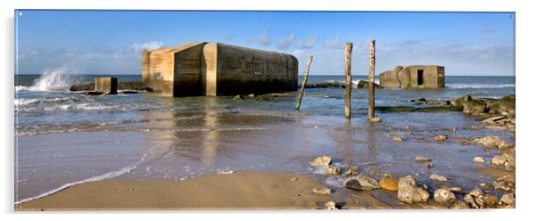 World War Two Bunkers on Beach Acrylic by Arterra 