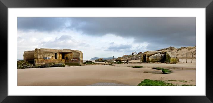 WWII Blockhouses on Beach, Wissant Framed Mounted Print by Arterra 