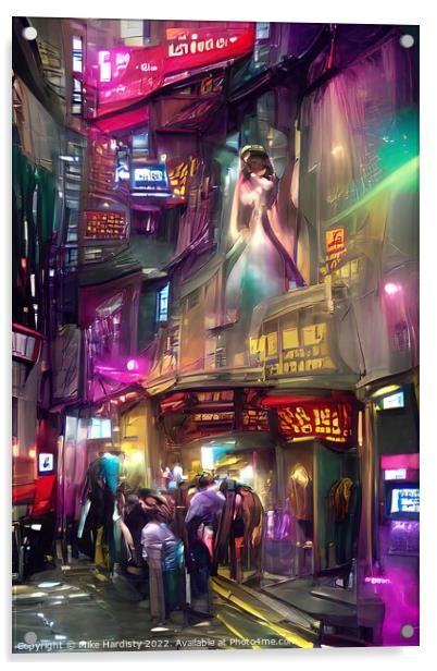 Lan Kwai Fong Hong Kong Acrylic by Mike Hardisty