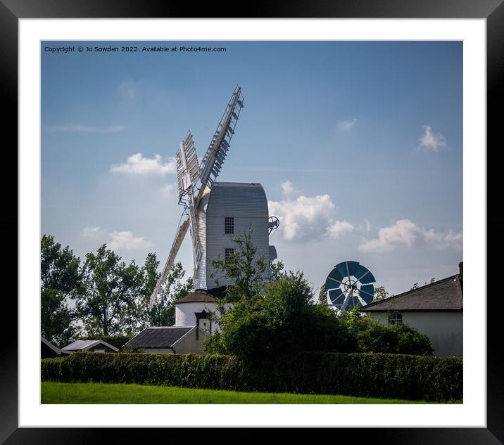 Saxtead Windmill, Framlingham , Suffolk Framed Mounted Print by Jo Sowden