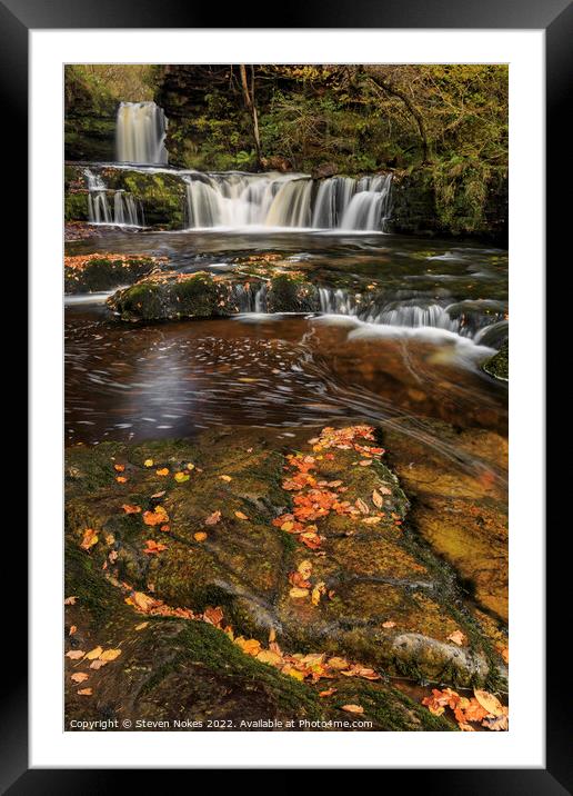 Majestic Autumn Waterfall Framed Mounted Print by Steven Nokes