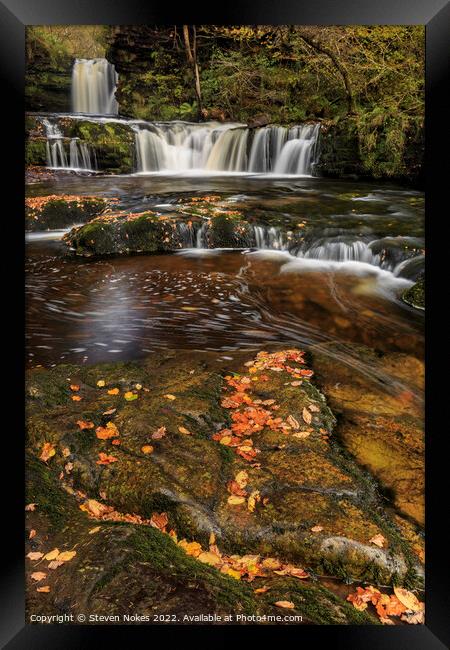 Majestic Autumn Waterfall Framed Print by Steven Nokes