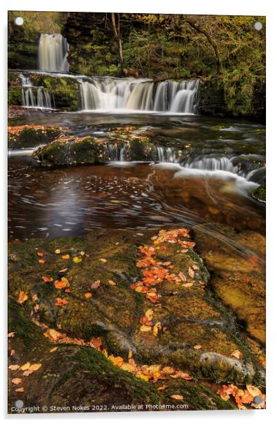 Majestic Autumn Waterfall Acrylic by Steven Nokes