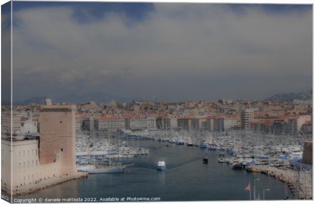 dreamy effect on  view of Marseille and the old po Canvas Print by daniele mattioda