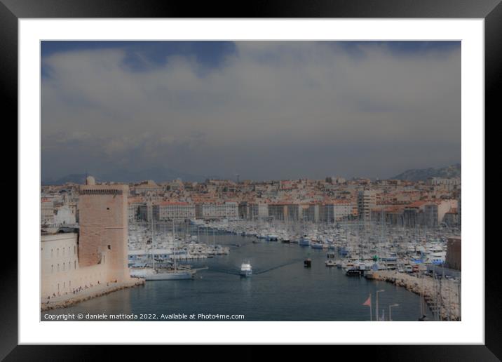 dreamy effect on  view of Marseille and the old po Framed Mounted Print by daniele mattioda