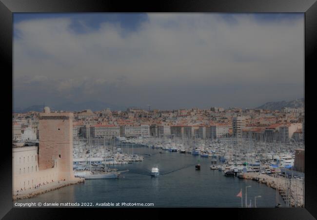 dreamy effect on  view of Marseille and the old po Framed Print by daniele mattioda