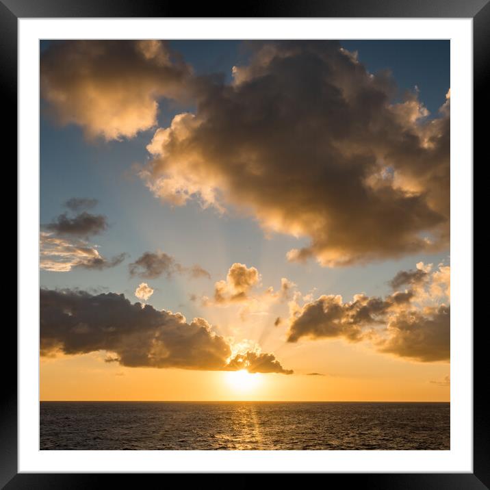 sunset over the ocean  Framed Mounted Print by Gail Johnson