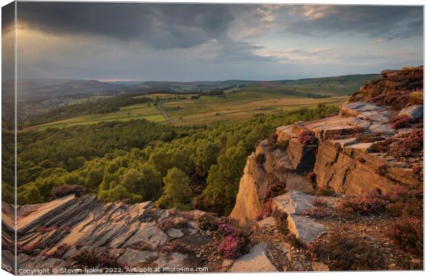 Majestic Sunset Over Peak District Canvas Print by Steven Nokes