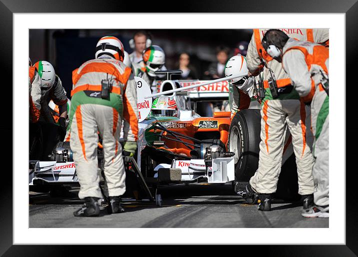Vitantonio Liuzzi-Force India Pitstop Framed Mounted Print by SEAN RAMSELL