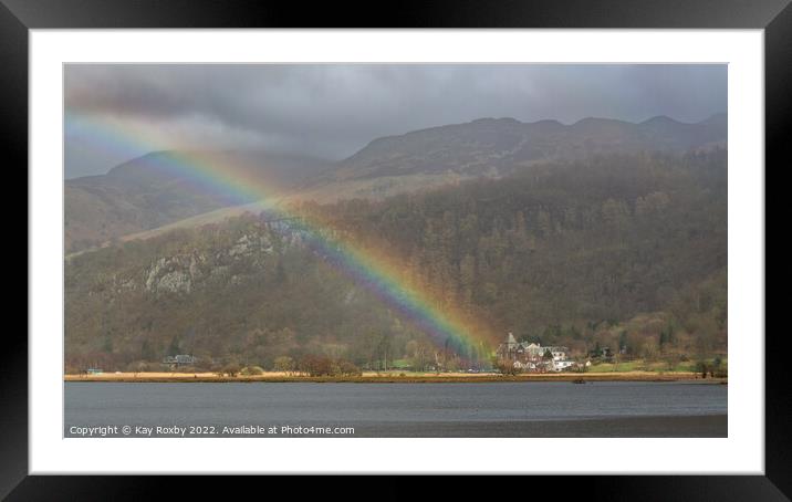 Lodore Falls Hotel rainbow, Derwentwater Framed Mounted Print by Kay Roxby