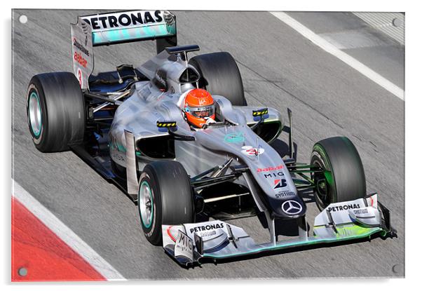 Michael Schumacher - Mercedes GP Acrylic by SEAN RAMSELL
