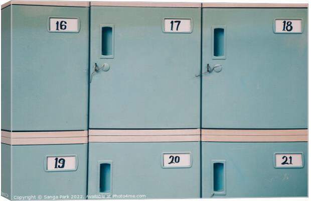 Blue storage locker Canvas Print by Sanga Park