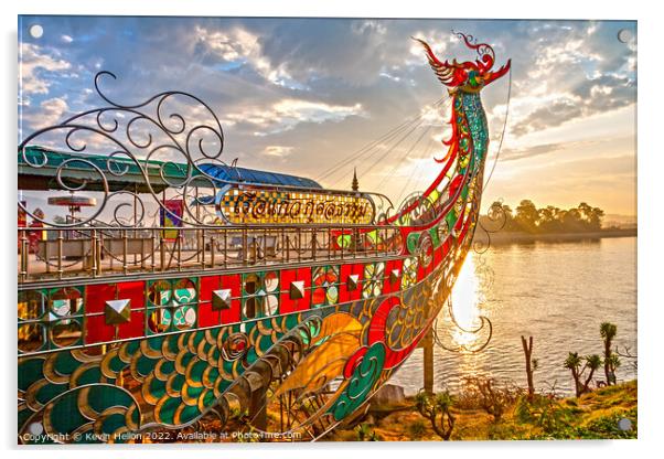 Dragon boat prow at sunset Acrylic by Kevin Hellon