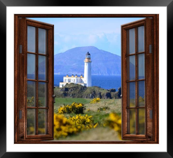 Abstract window view of Turnberry Lighthouse Framed Mounted Print by Allan Durward Photography