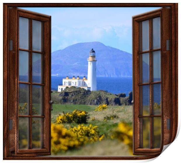 Abstract window view of Turnberry Lighthouse Print by Allan Durward Photography