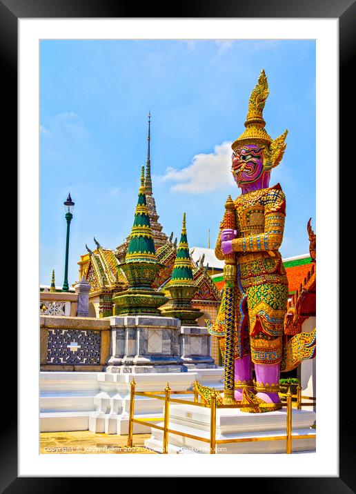Guardian stue at the Grand Palace, Bangkok Framed Mounted Print by Kevin Hellon