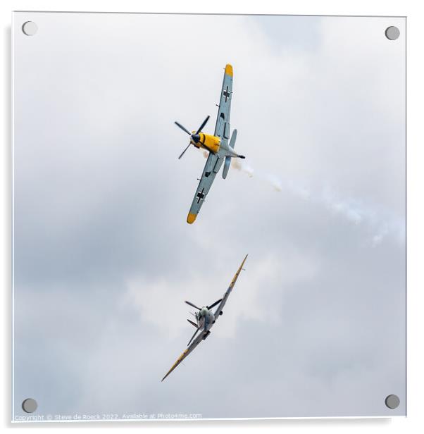 Spitfire Attacks Messerschmitt Me109 Acrylic by Steve de Roeck