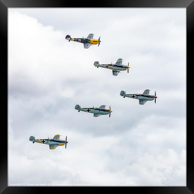 A flight of Messerschmitt Bf109s in Close Formation Framed Print by Steve de Roeck