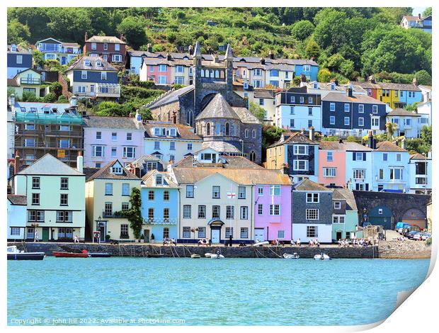 Bayard's cove and town, Dartmouth, Devon, UK. Print by john hill