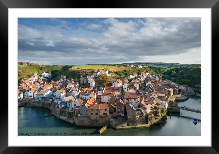Staithes From Cow Bar Nab Framed Mounted Print by Richard Burdon