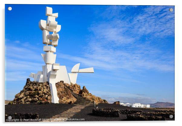 César Manrique Farmers Sculpture in Lanzarote  Acrylic by Pearl Bucknall