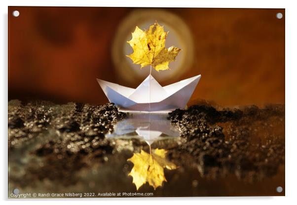 Sailing Paper Boat Acrylic by Randi Grace Nilsberg