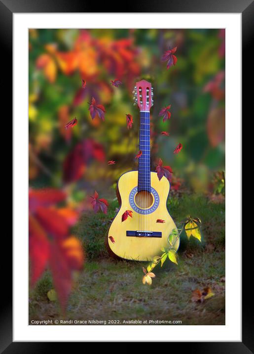 Vertical Fall Photo of Guitar Framed Mounted Print by Randi Grace Nilsberg