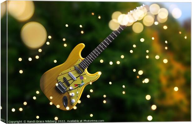Yellow Guitar Floating in the Air Canvas Print by Randi Grace Nilsberg