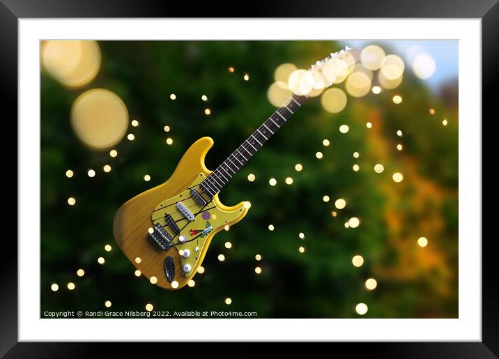 Yellow Guitar Floating in the Air Framed Mounted Print by Randi Grace Nilsberg