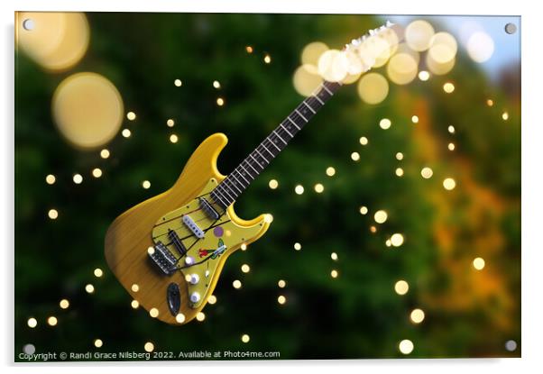 Yellow Guitar Floating in the Air Acrylic by Randi Grace Nilsberg