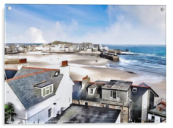 Captivating View of St Ives Acrylic by Beryl Curran