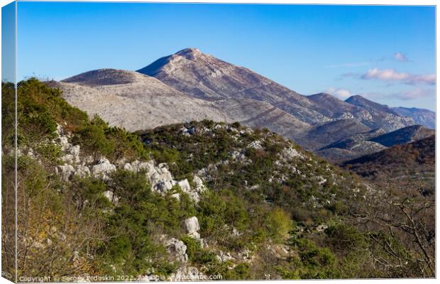 Sunny winter day in mountains. Balkanian mountains. Croatia. Canvas Print by Sergey Fedoskin