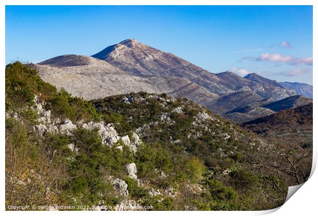 Sunny winter day in mountains. Balkanian mountains. Croatia. Print by Sergey Fedoskin