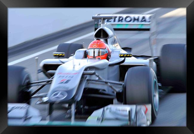 Michael Scumacher - Mercedes GP Petronas Framed Print by SEAN RAMSELL