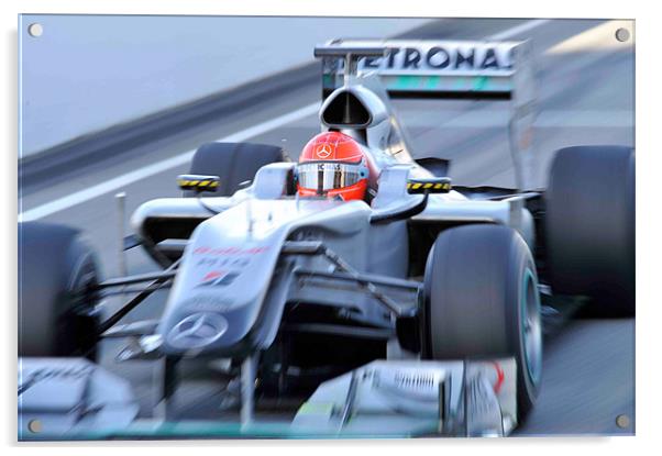 Michael Scumacher - Mercedes GP Petronas Acrylic by SEAN RAMSELL