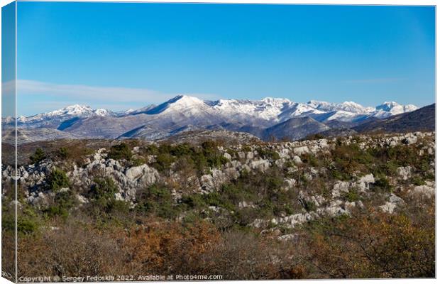 Sunny winter day in mountains. Balkanian mountains. Croatia. Canvas Print by Sergey Fedoskin