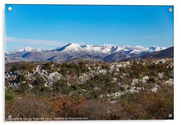 Sunny winter day in mountains. Balkanian mountains. Croatia. Acrylic by Sergey Fedoskin