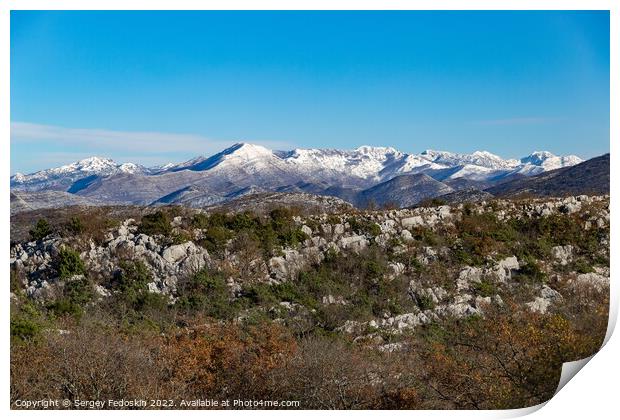 Sunny winter day in mountains. Balkanian mountains. Croatia. Print by Sergey Fedoskin