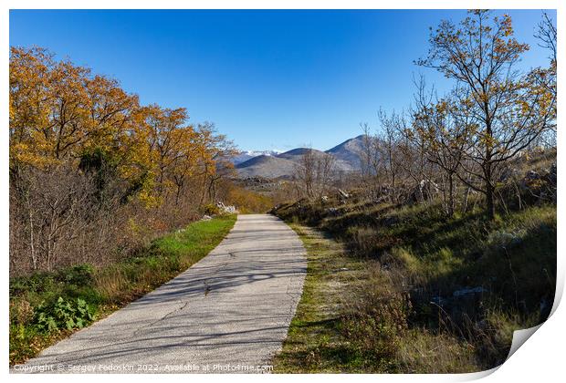 Countryside road in Croatian mountains. Balkans. Print by Sergey Fedoskin