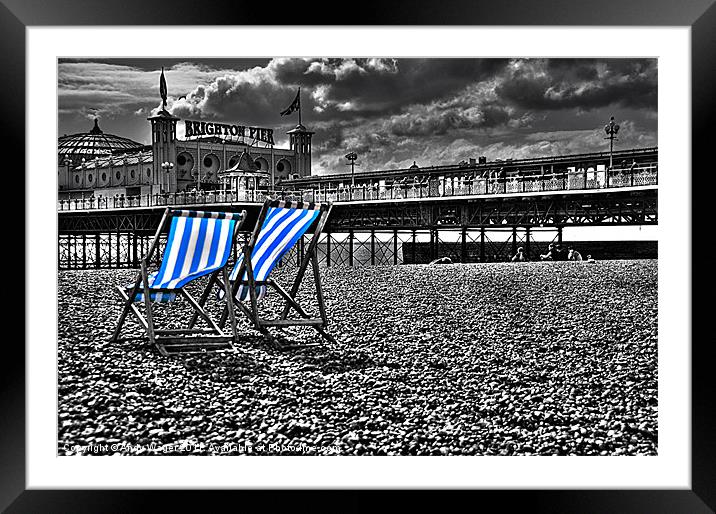 Deck chairs and pier Framed Mounted Print by Andy Wager