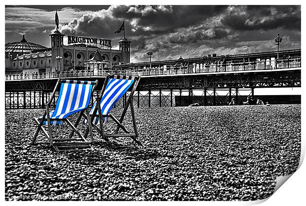 Deck chairs and pier Print by Andy Wager