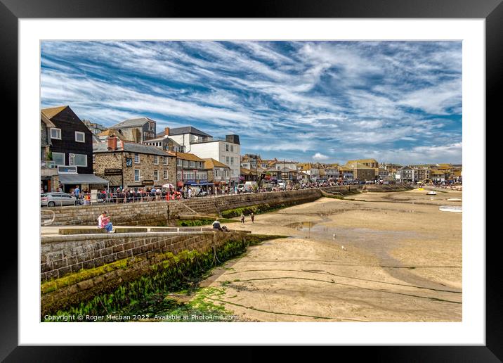 Bustling St Ives Beach Town Framed Mounted Print by Roger Mechan