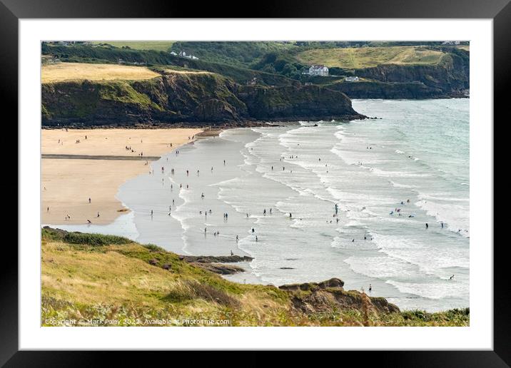 Summer Holidays on Broad Haven Beach, Pembrokeshir Framed Mounted Print by Mark Poley