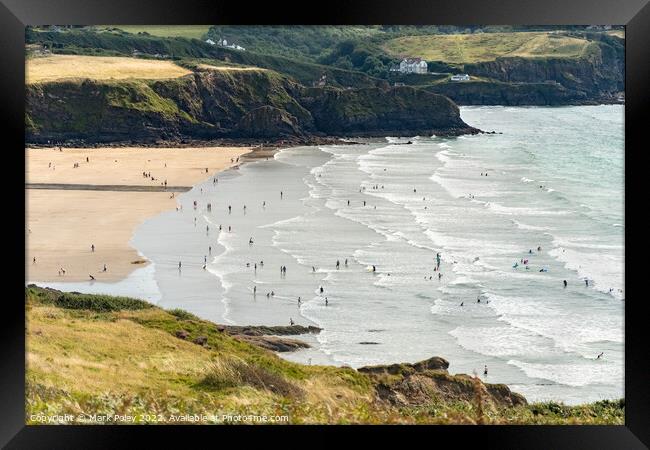 Summer Holidays on Broad Haven Beach, Pembrokeshir Framed Print by Mark Poley