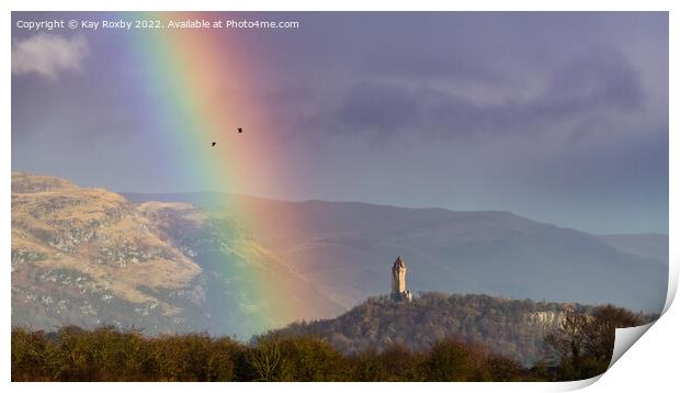 Wallace Monument rainbow Print by Kay Roxby
