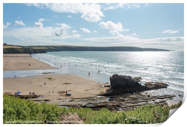 Afternoon on Broad Haven Beach, Pembrokeshire, Wal Print by Mark Poley
